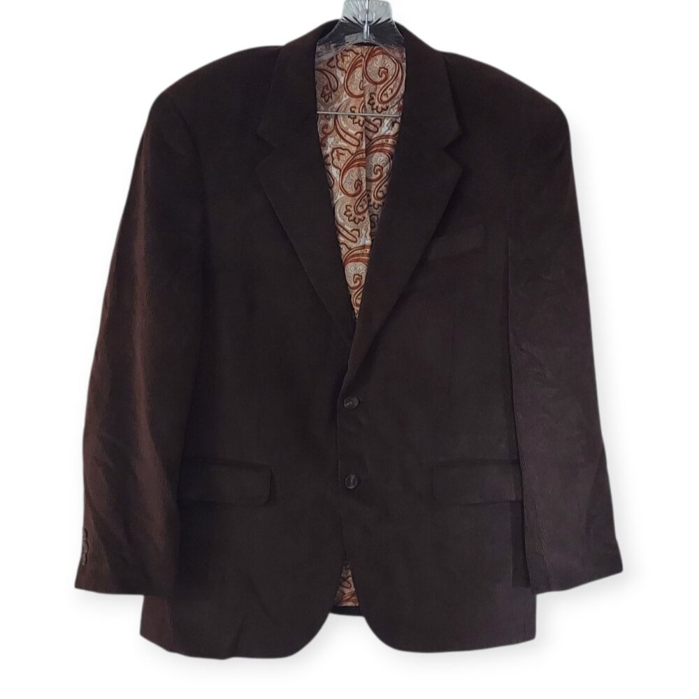 Alan Flusser Mens Jacket Brown Corduroy Blazer Suit Sports Coat 42R Paisley